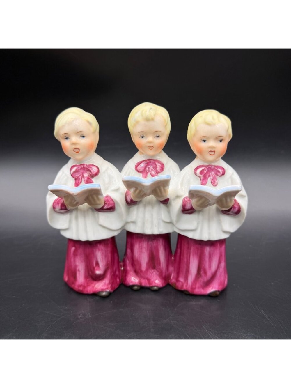 Vintage Choir Boys Figurine Trio Japan Hand Painted Christmas Decor Ceramic